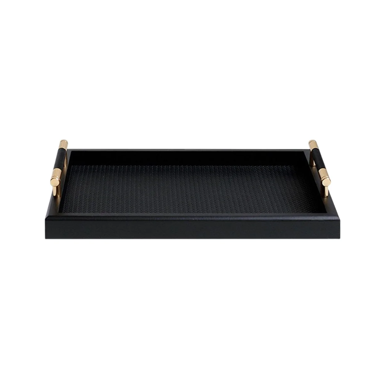 Margo Luxury Black Textured Tray with Gold Handles - Image 2