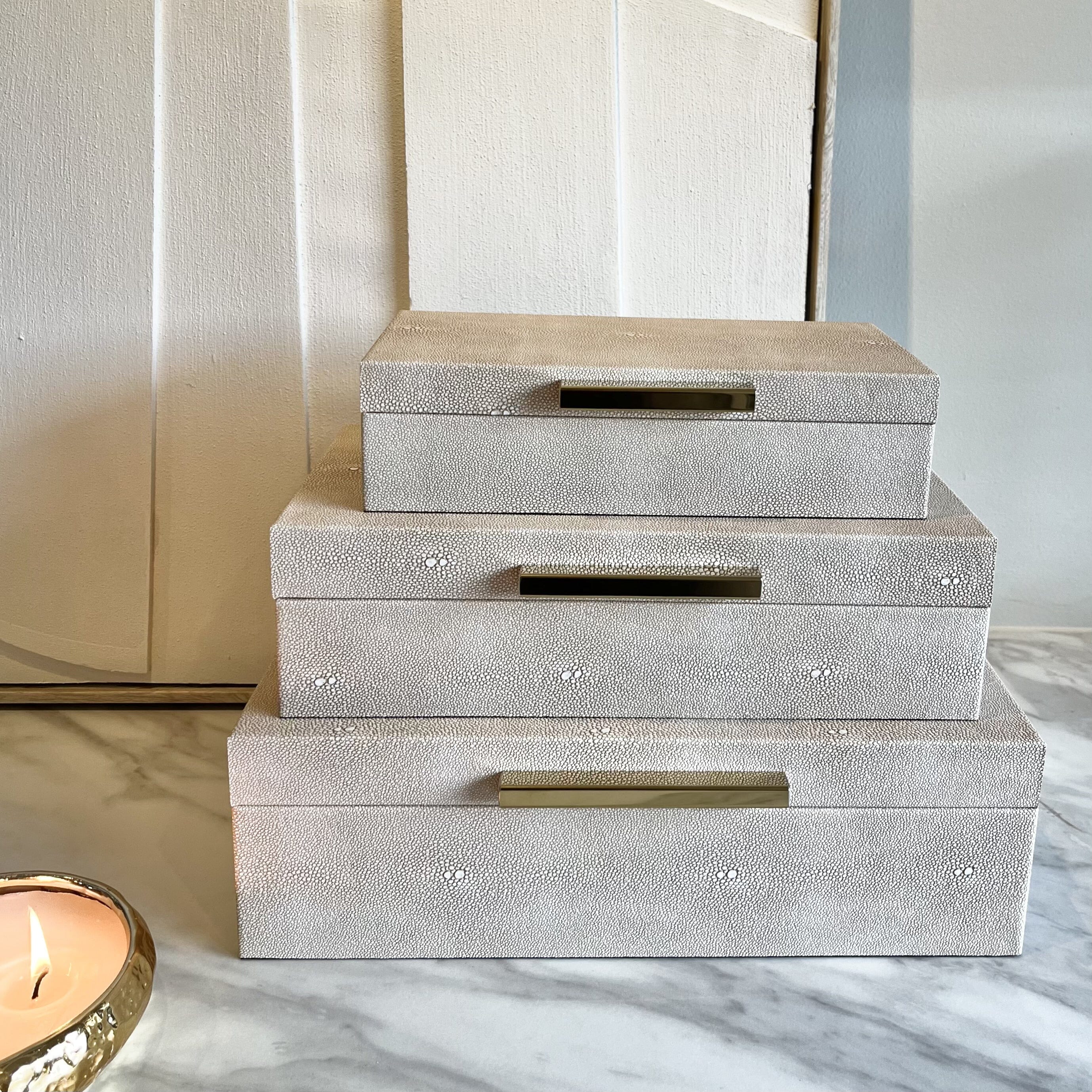 Margot Taupe & Gold Decorative Storage Boxes - Set of 3