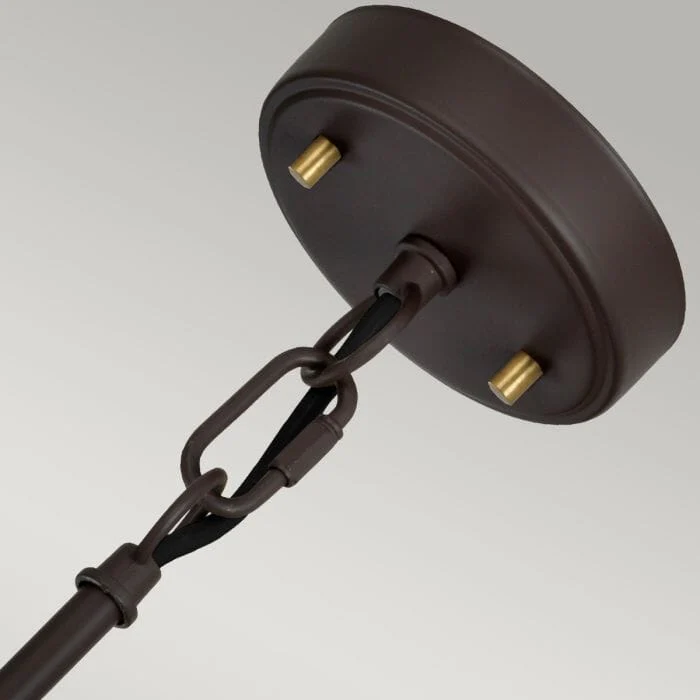 Maria Dark Brown & Brass Ribbed Glass 2 Light Pendant Ceiling Light - Image 6