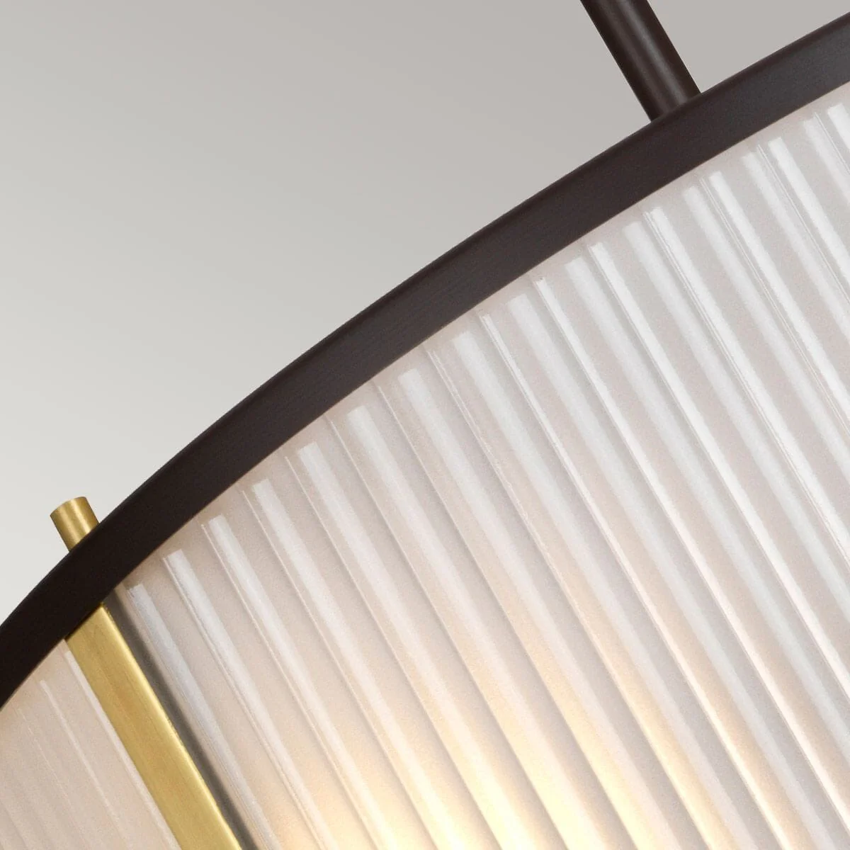 Maria Dark Brown & Brass Ribbed Glass 3 Light Pendant Ceiling Light - Image 2