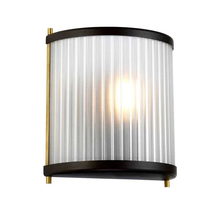 Maria Dark Brown & Brass Ribbed Glass Wall Light - Image 2