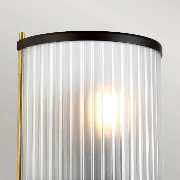 Maria Dark Brown & Brass Ribbed Glass Wall Light - Image 3