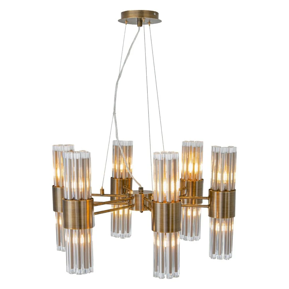 Maribelle Premium Brass & Glass 6 Arm Chandelier - Image 2