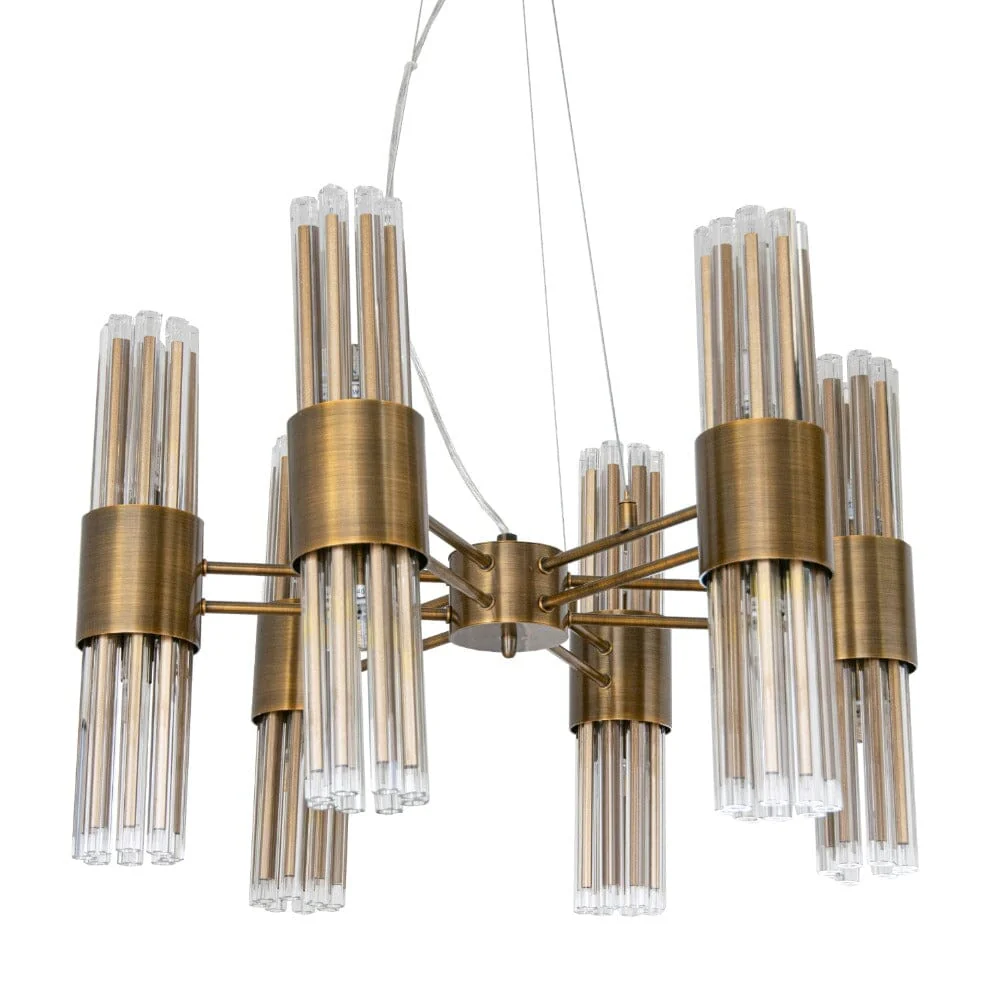 Maribelle Premium Brass & Glass 6 Arm Chandelier - Image 3
