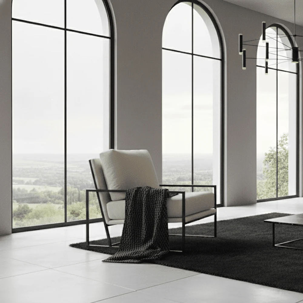 Marlene Cream Velvet Lounge Chair with Matte Black Accent