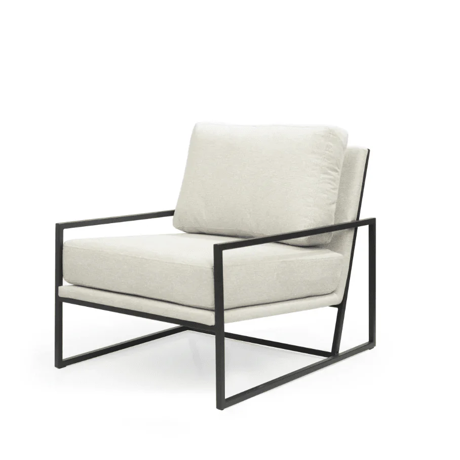 Marlene Cream Velvet Lounge Chair with Matte Black Accent - Image 2