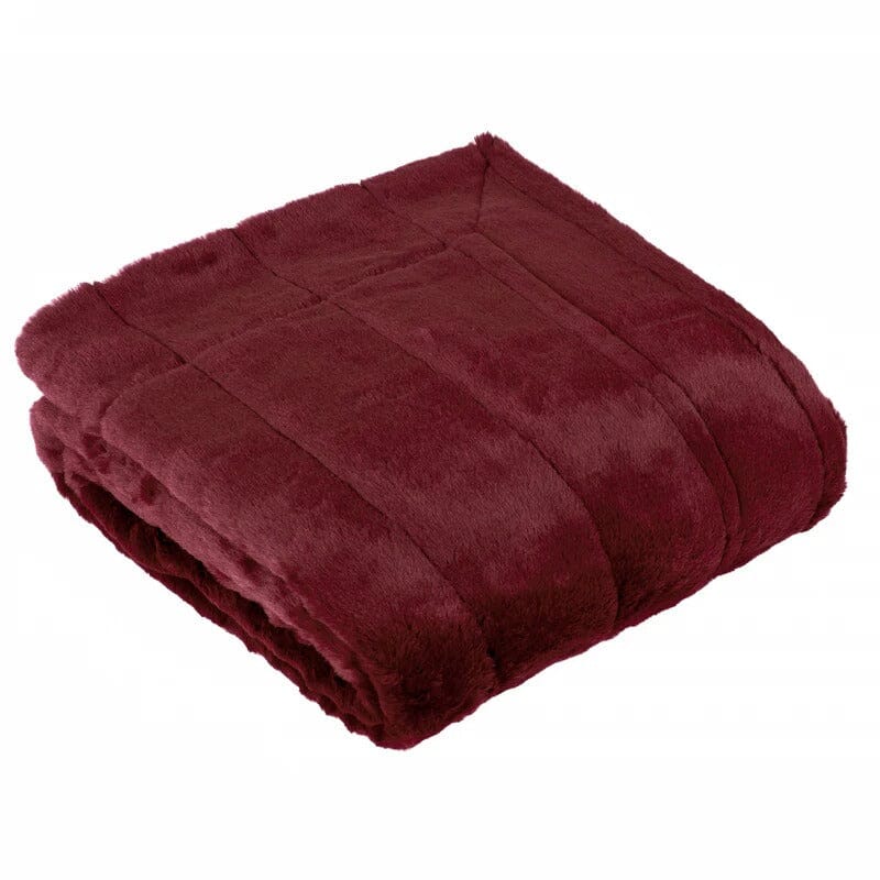 Marlowe Burgundy Faux Fur Throw - Image 2