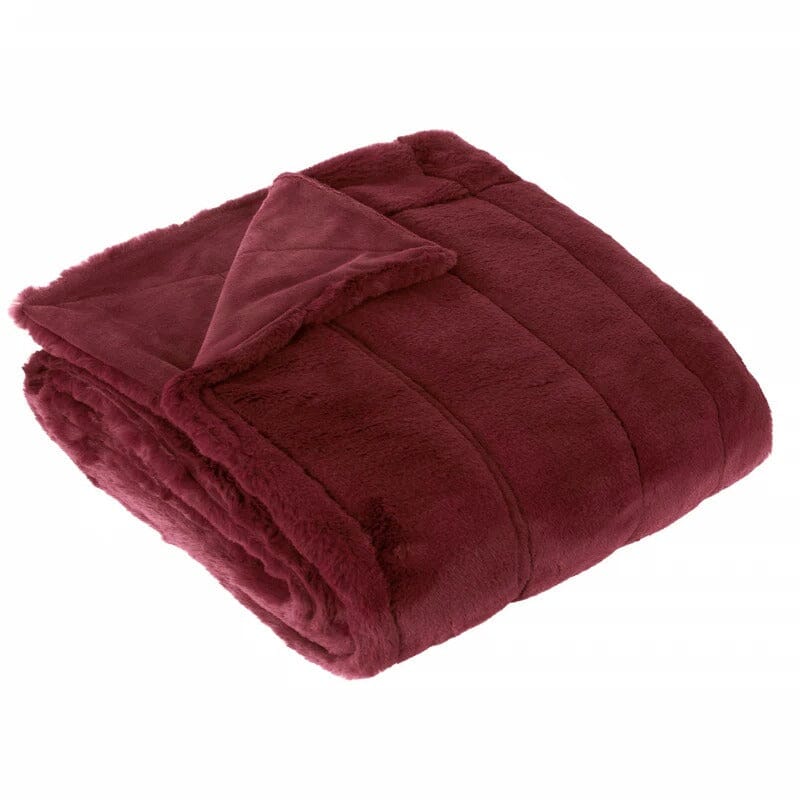 Marlowe Burgundy Faux Fur Throw - Image 3