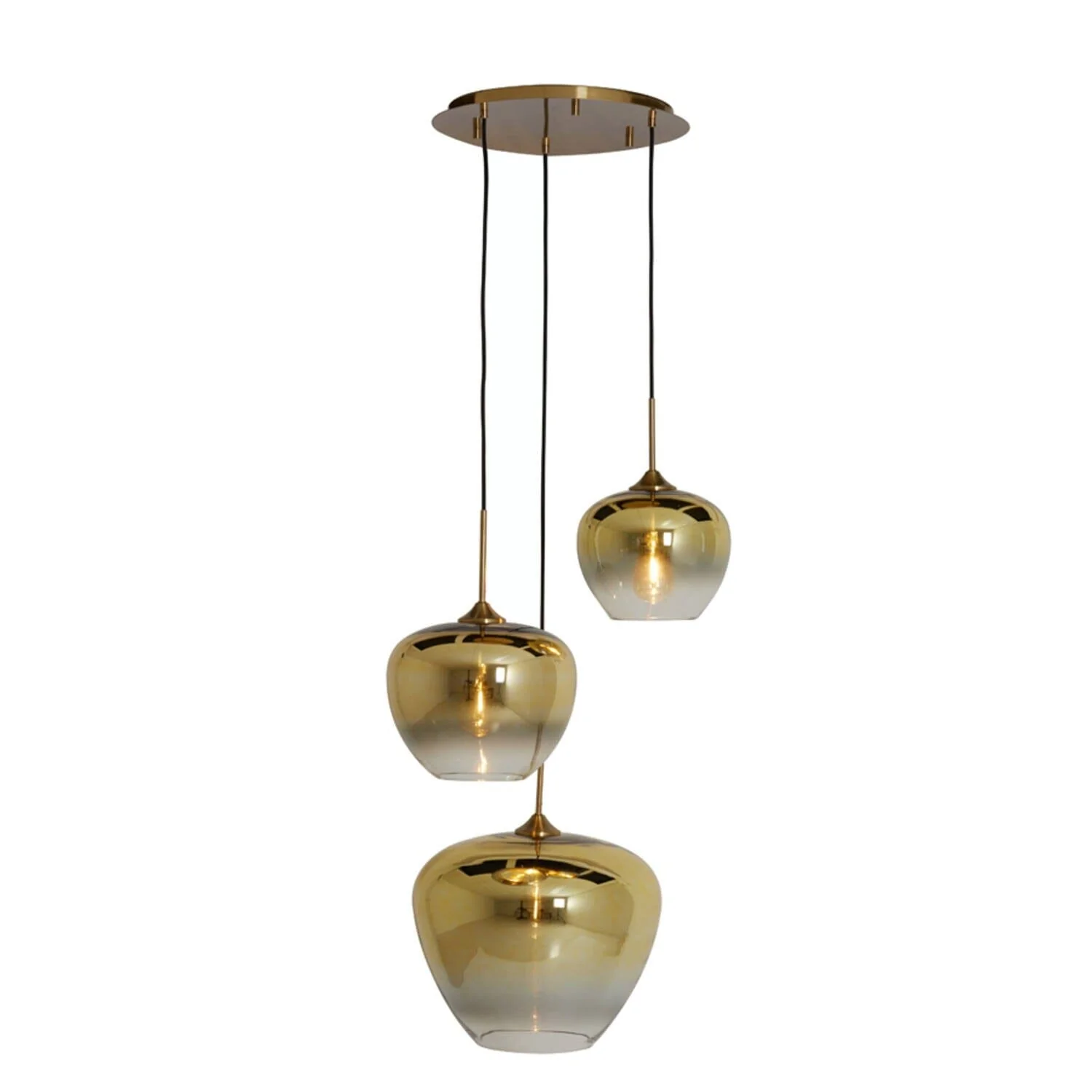 Marmilla Gold Glass Ombre 3 Light Pendant Ceiling Light - Image 2