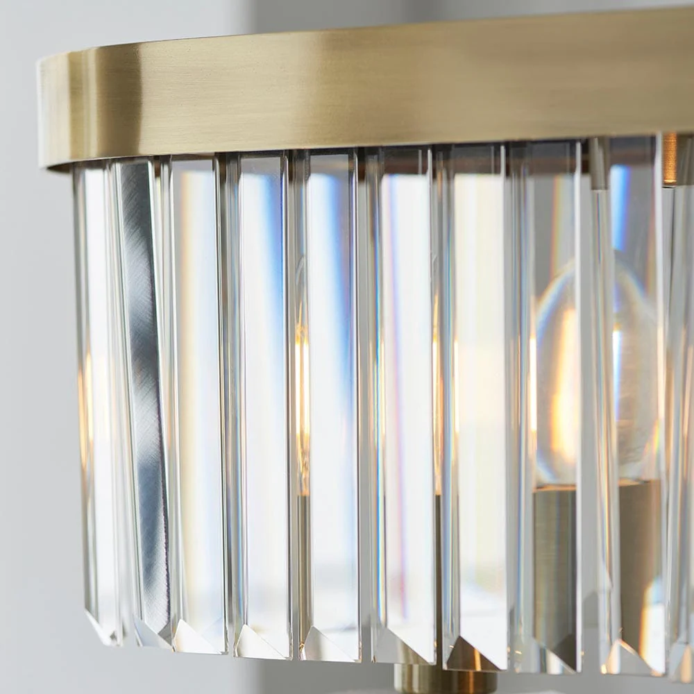 Masika Brass & Glass 4 Light Pendant Ceiling Light - Image 2