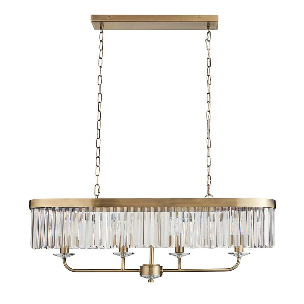 Masika Brass & Glass 4 Light Pendant Ceiling Light - Image 3