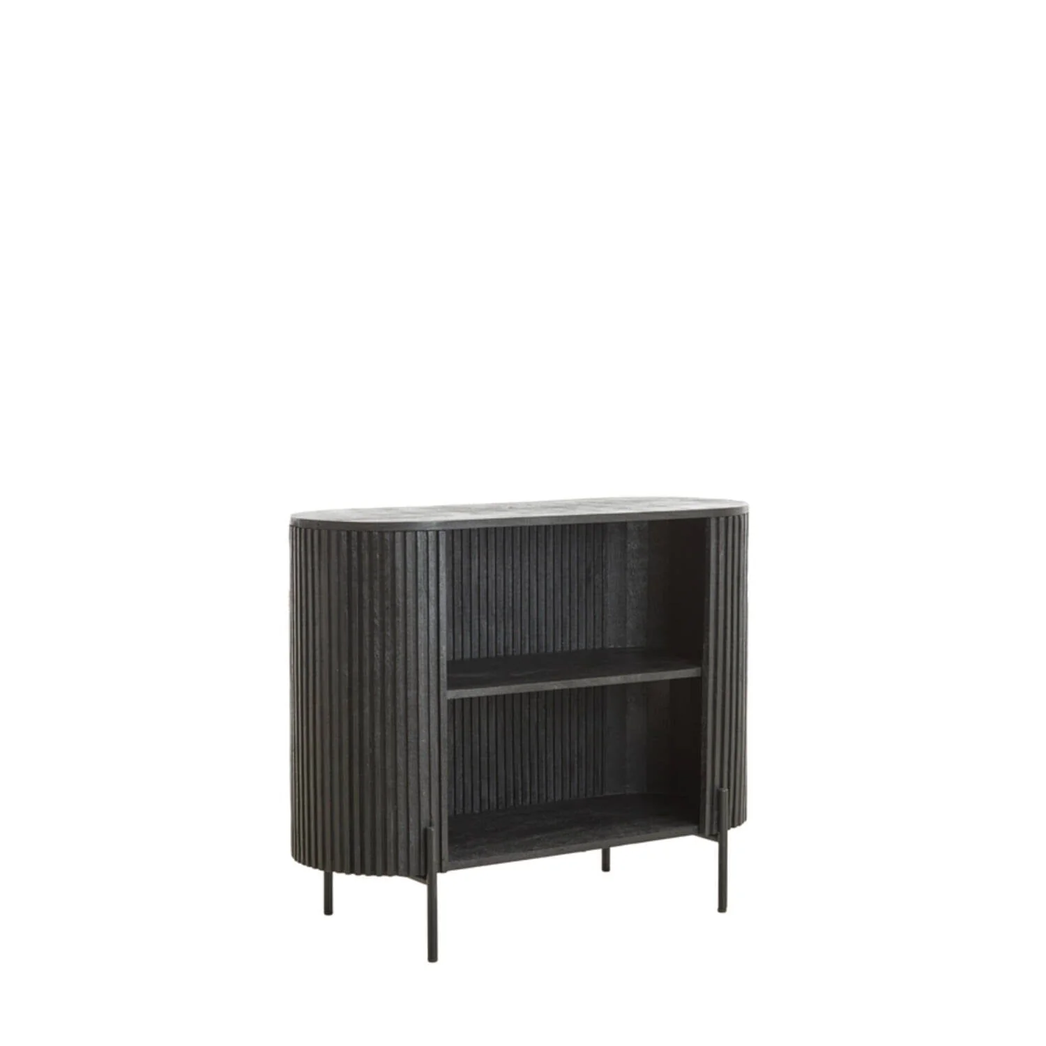 Massia Black Ribbed Open Sideboard - Image 2