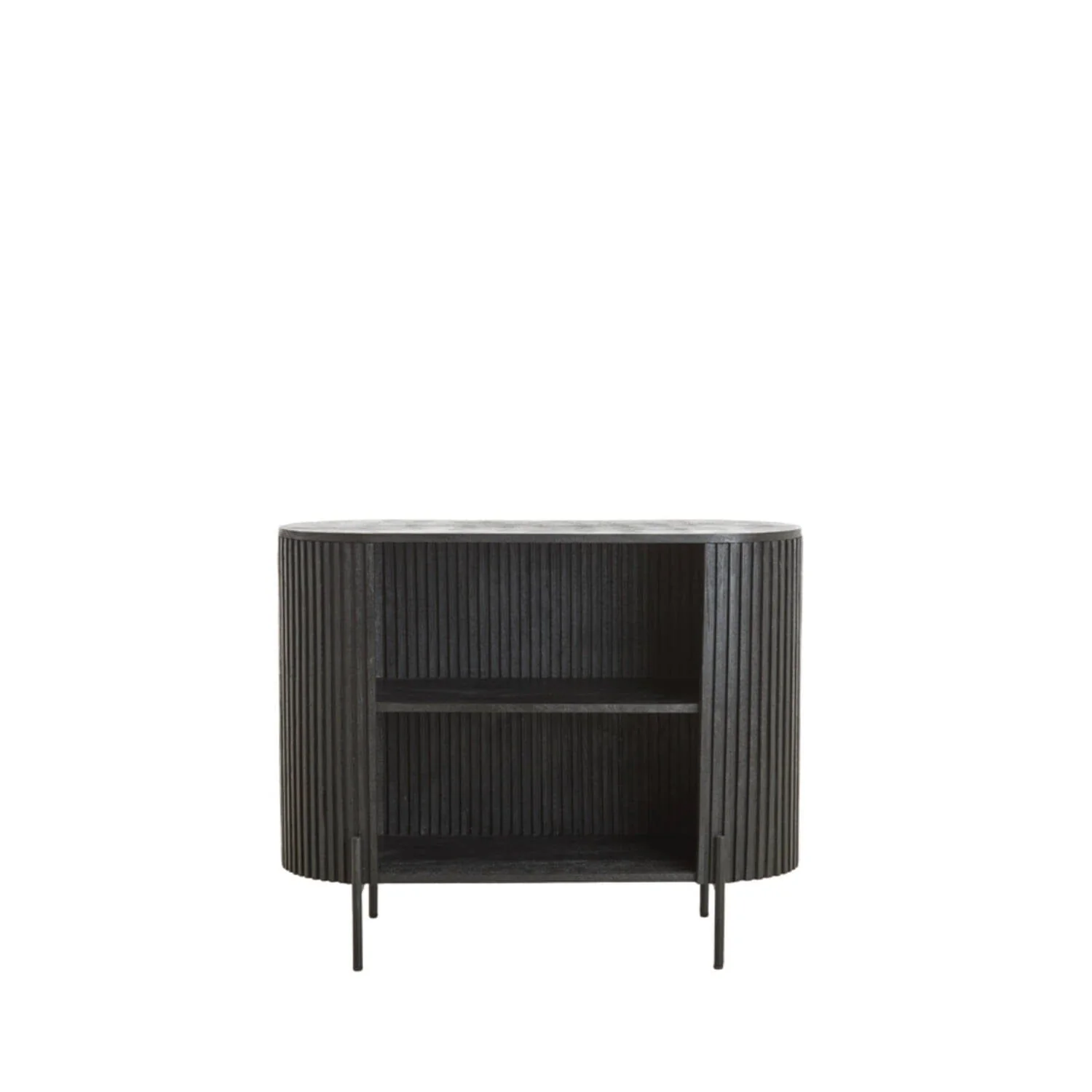 Massia Black Ribbed Open Sideboard - Image 3