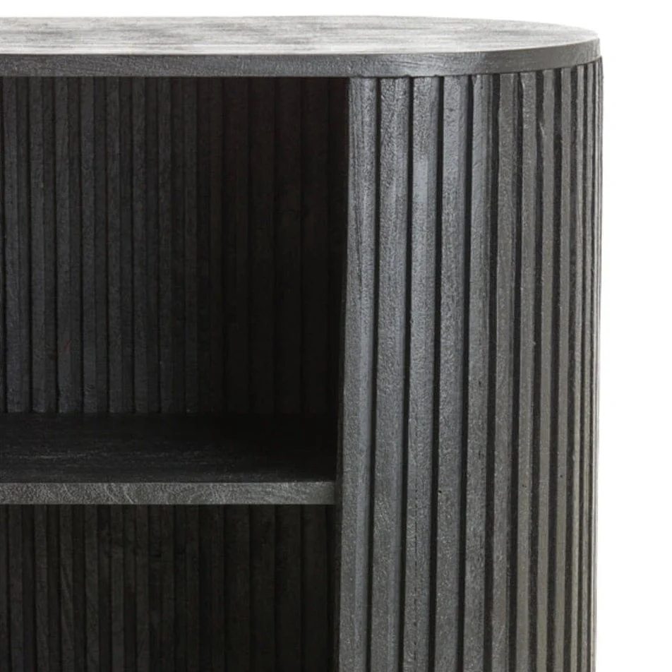 Massia Black Ribbed Open Sideboard - Image 4