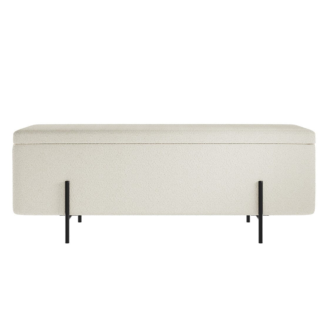 Maya Cream Boucle Ottoman Box with Black Feet - Image 2
