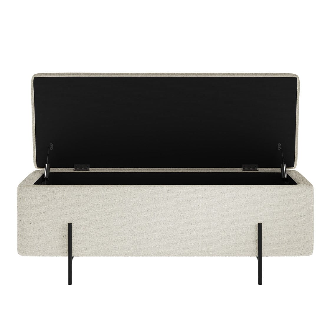 Maya Cream Boucle Ottoman Box with Black Feet - Image 3
