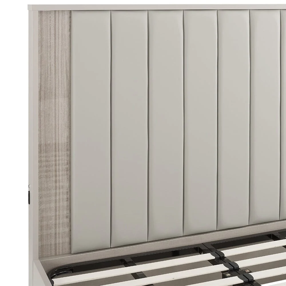 Maya Luxury Greige Channelled Bed with Integrated LED Lights - Image 2