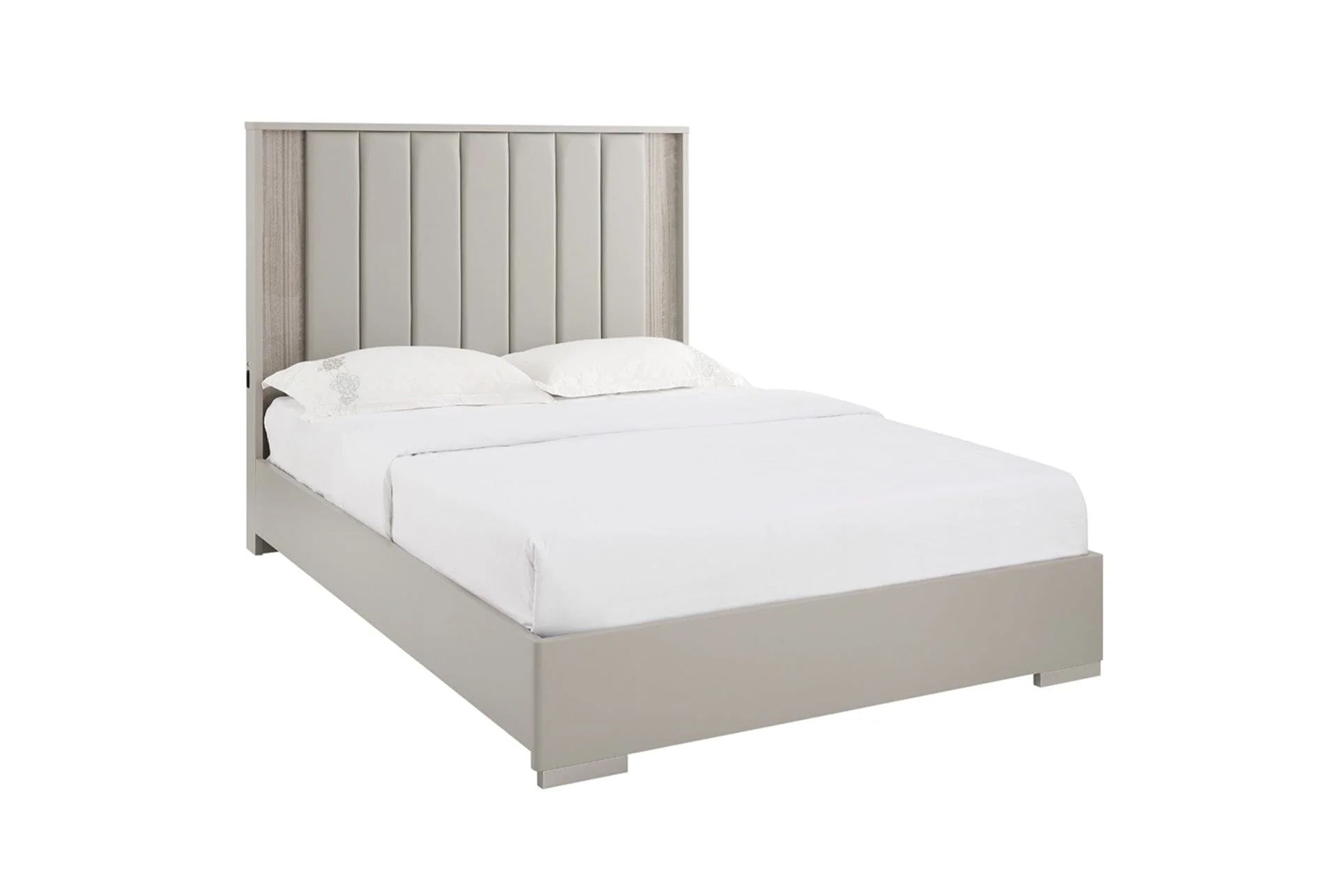Maya Luxury Greige Channelled Bed with Integrated LED Lights - Image 3