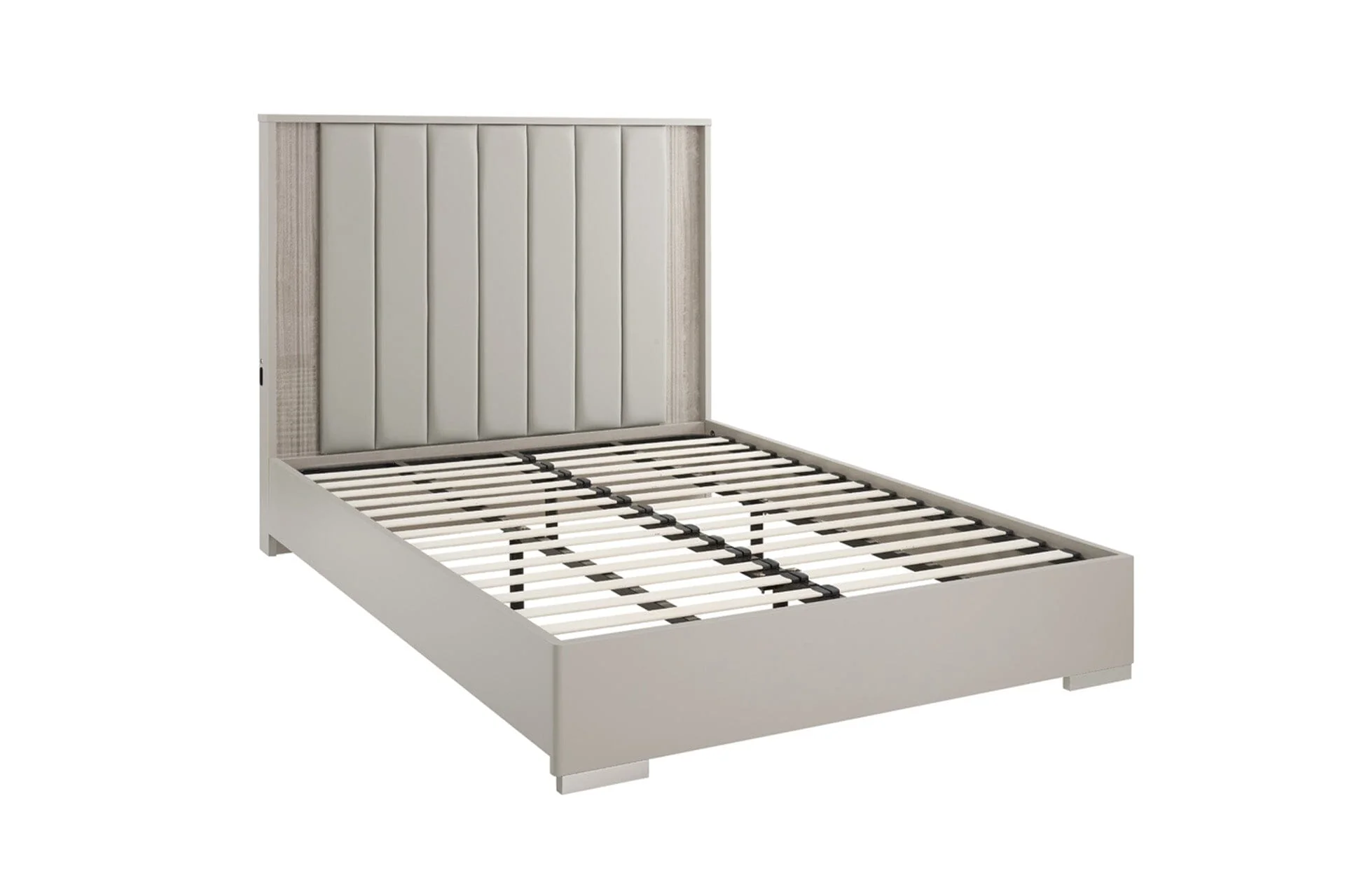Maya Luxury Greige Channelled Bed with Integrated LED Lights - Image 6