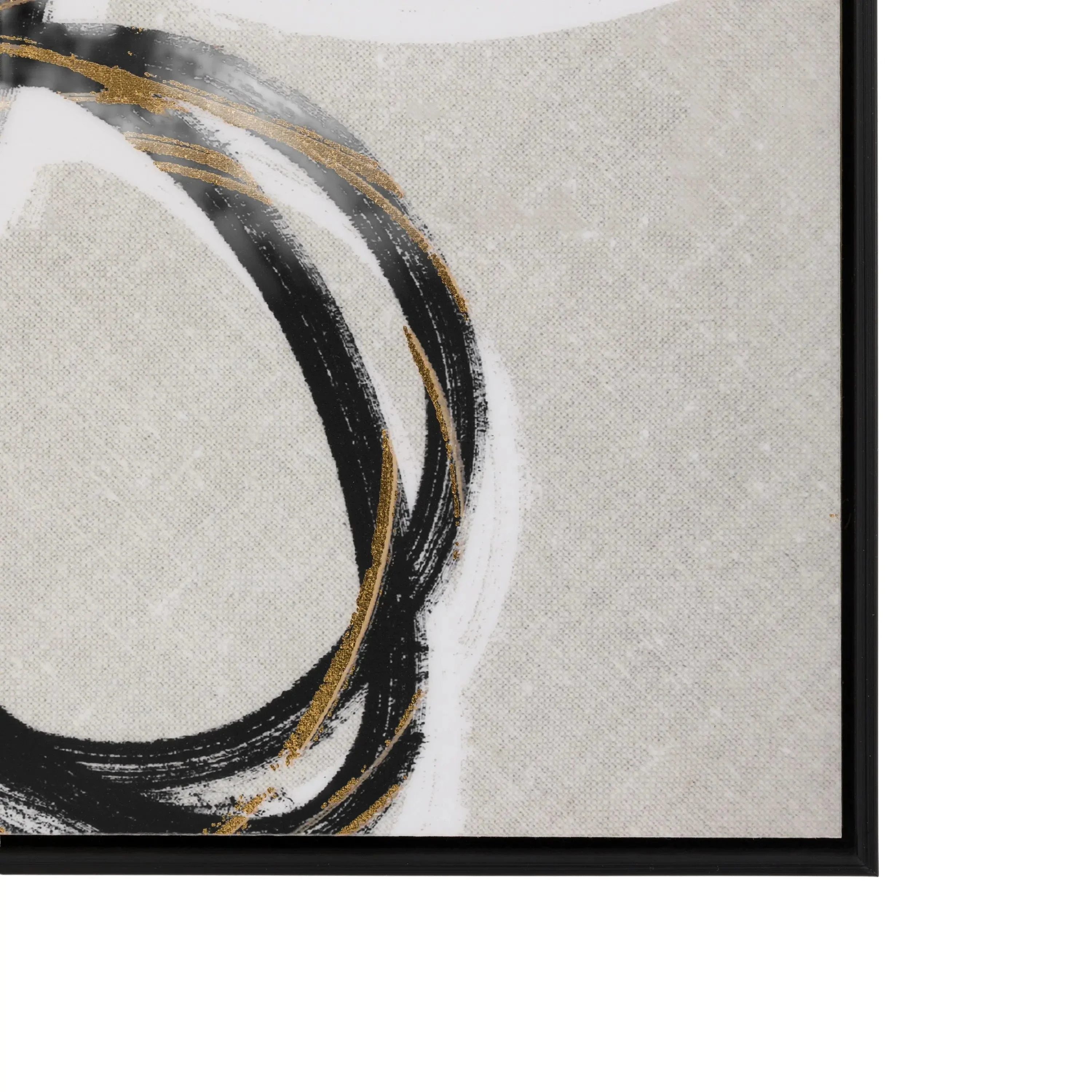 Mayce Abstract Gold & Black Circles Framed Canvas Wall Art - Set of 2 - Image 4