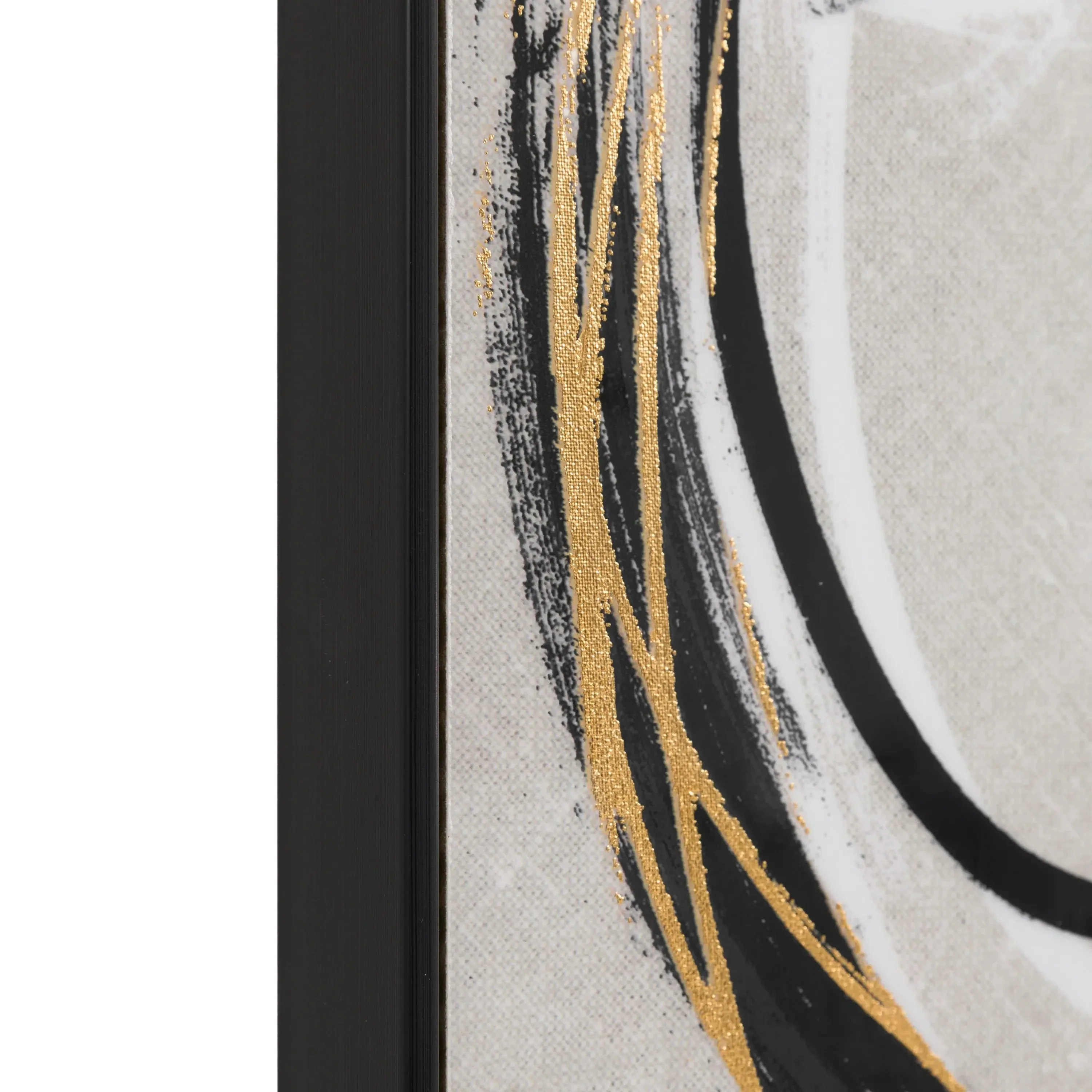 Mayce Abstract Gold & Black Circles Framed Canvas Wall Art - Set of 2 - Image 5