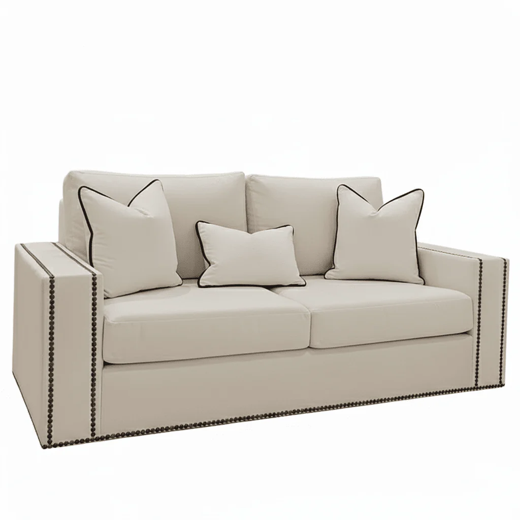 Mayfair Cream Velvet Sofa Collection, With Black Studs - Image 11