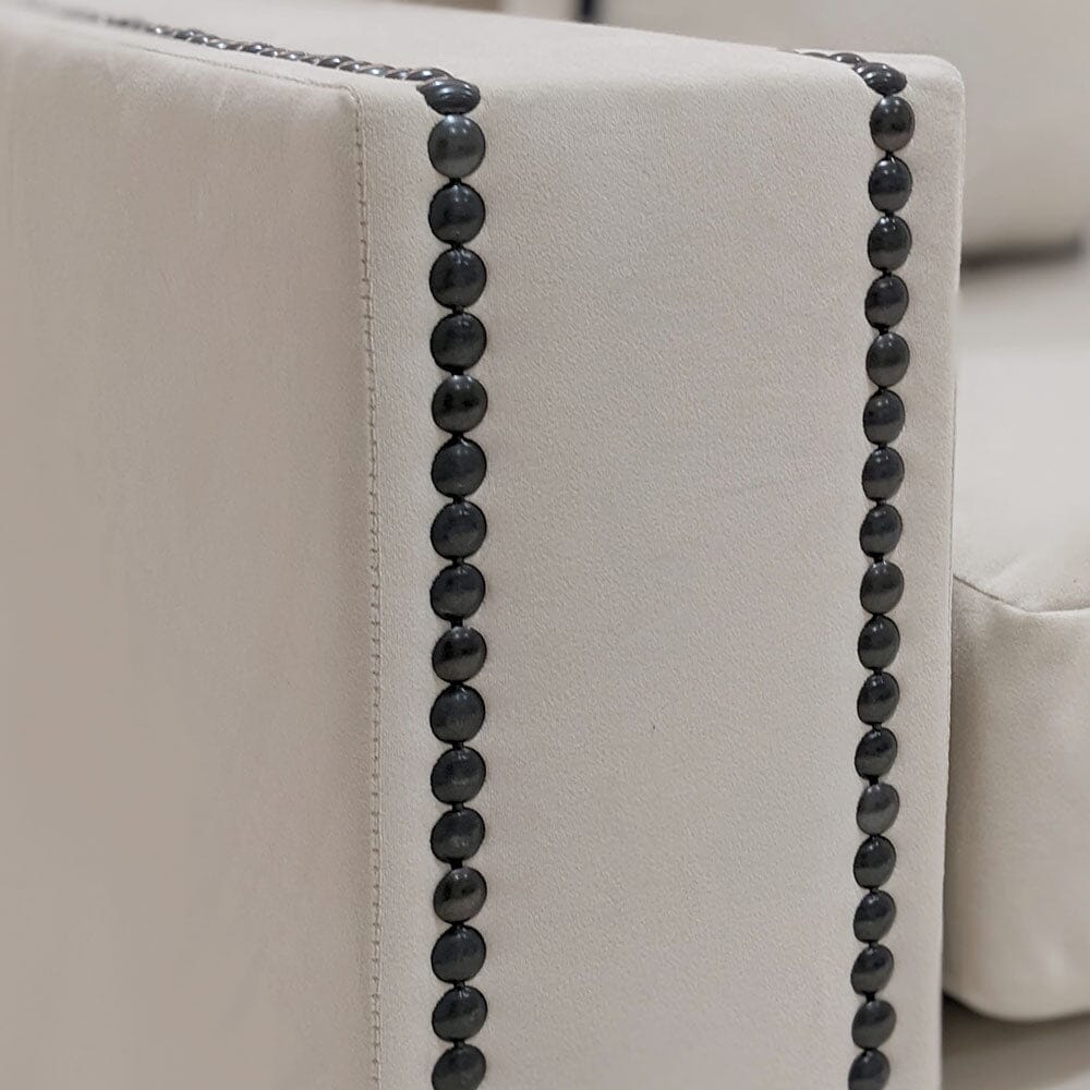 Mayfair Cream Velvet Sofa Collection, With Black Studs - Image 8