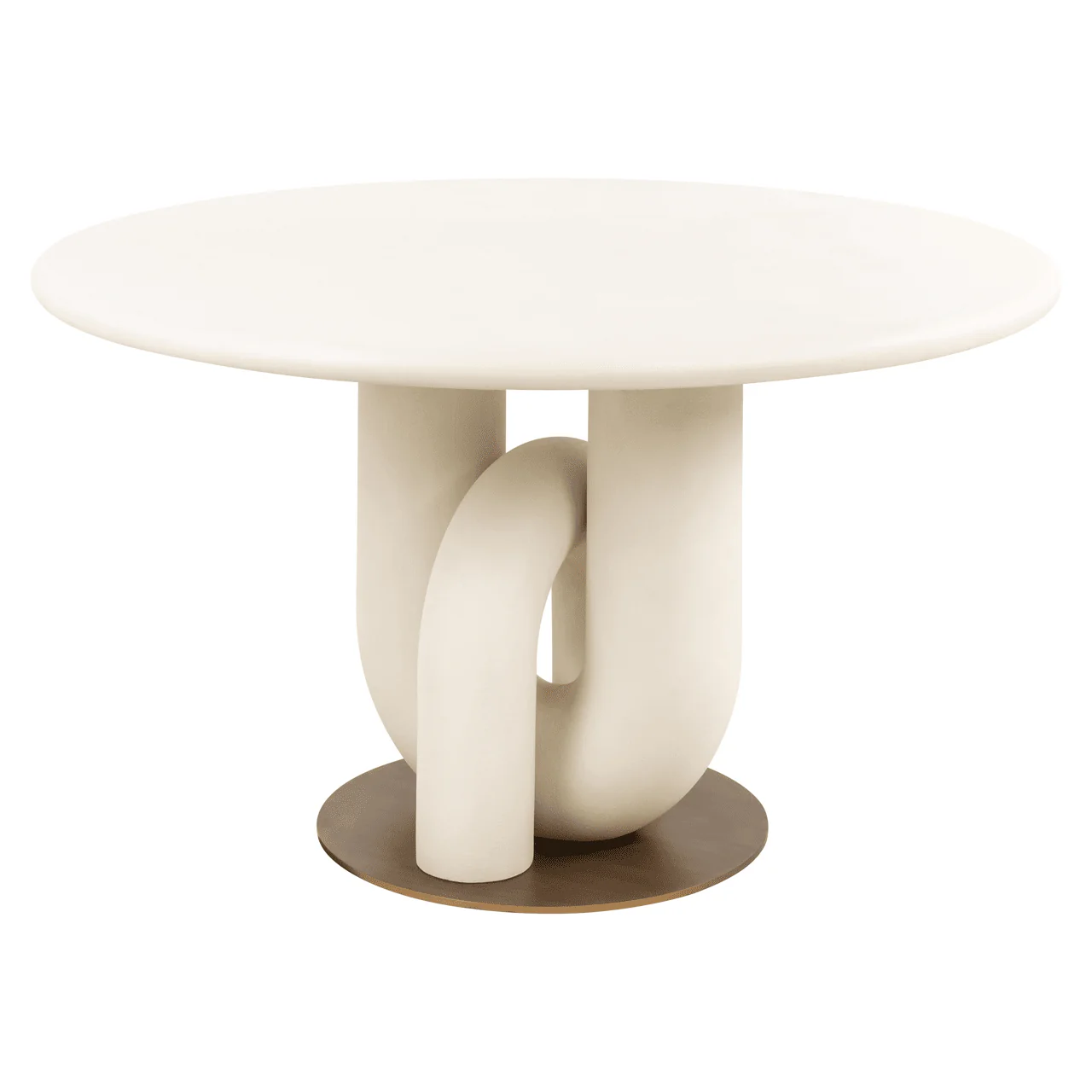 Mayia Cream & Gold Sculptural Round Top Dining Table - Image 2