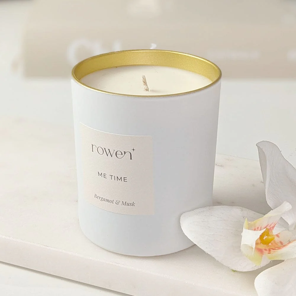 Me Time White & Gold Scented Candle - Bergamot & Musk - Image 3
