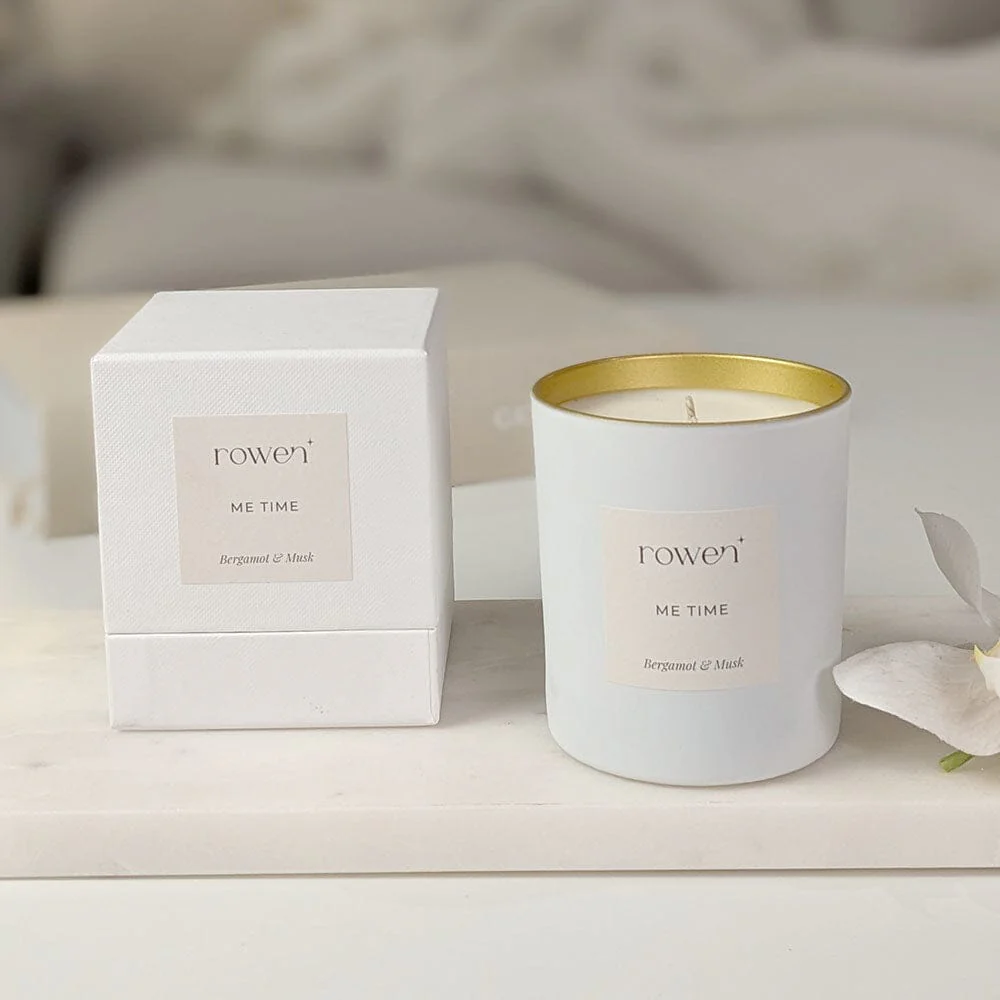 Me Time White & Gold Scented Candle - Bergamot & Musk - Image 5