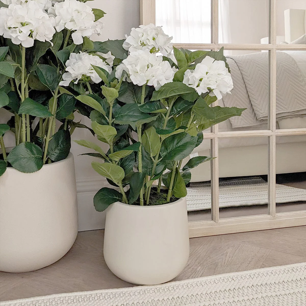 Medium White Faux Hydrangea Potted Plant