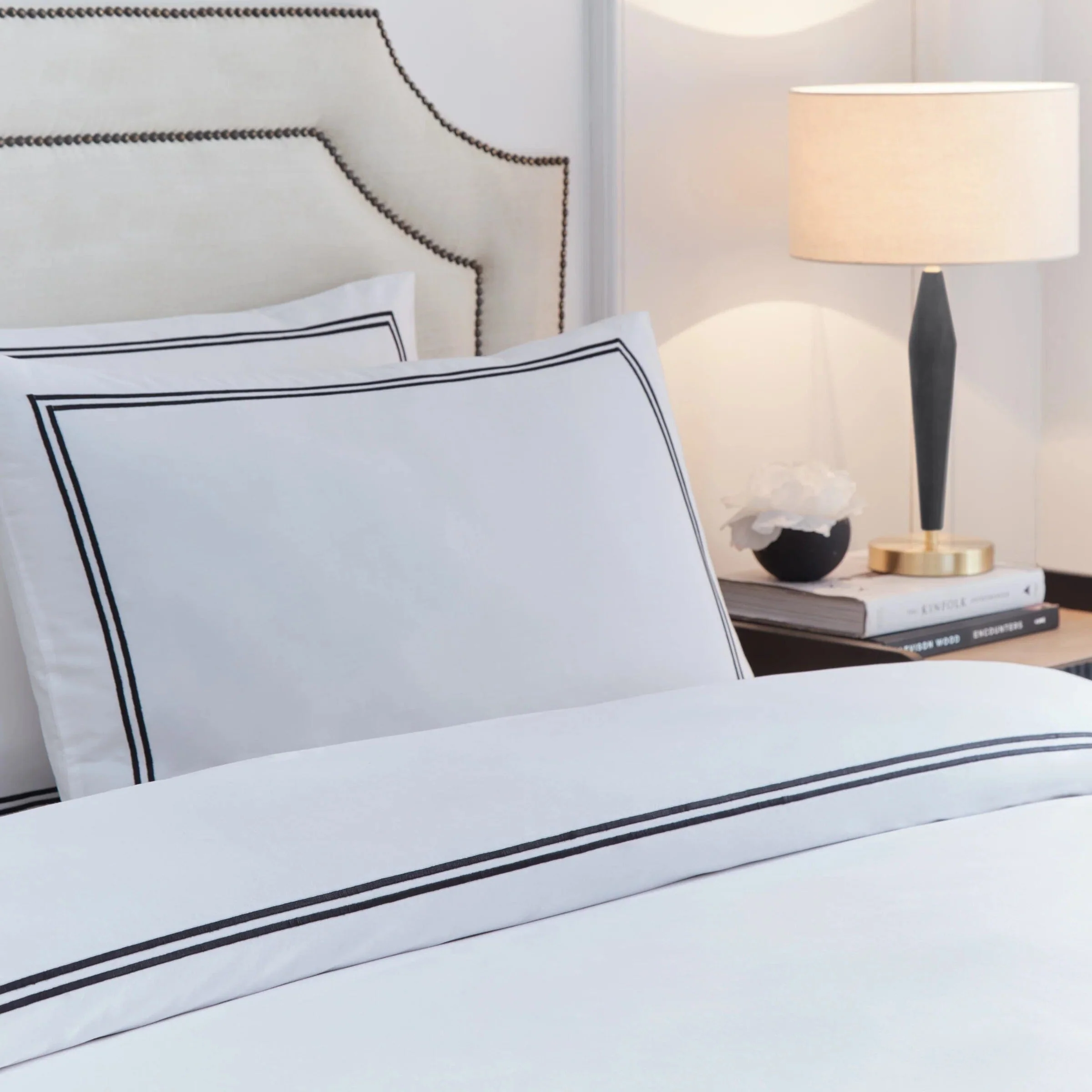 Meghan Black Embroidered Double Stitch Detail Duvet Set - Image 3