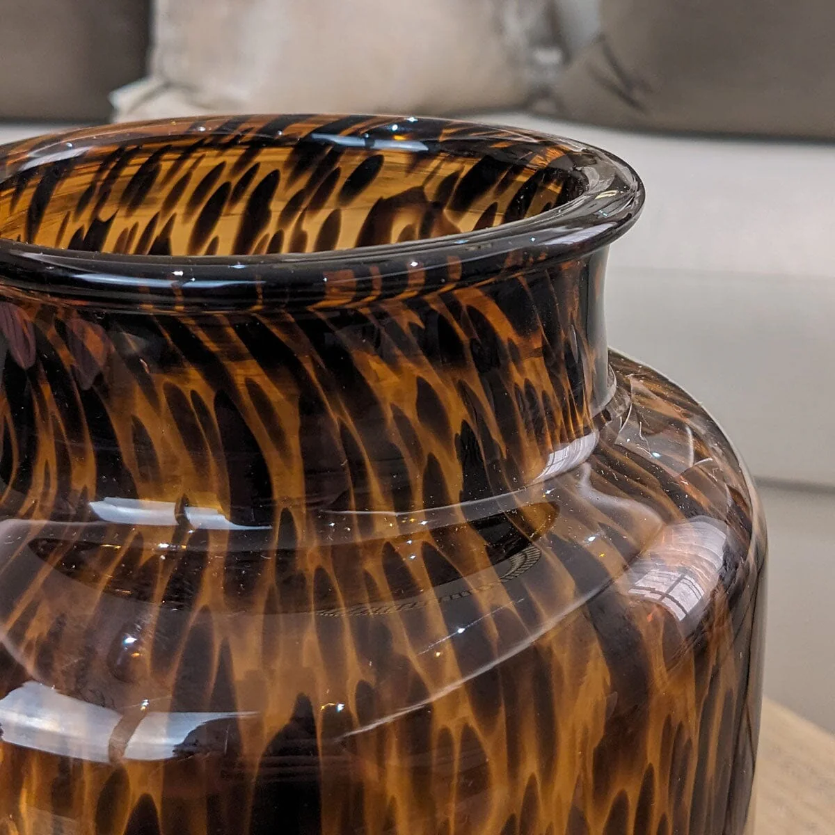Melanie Amber Speckled Glass Decorative Vase - Image 3