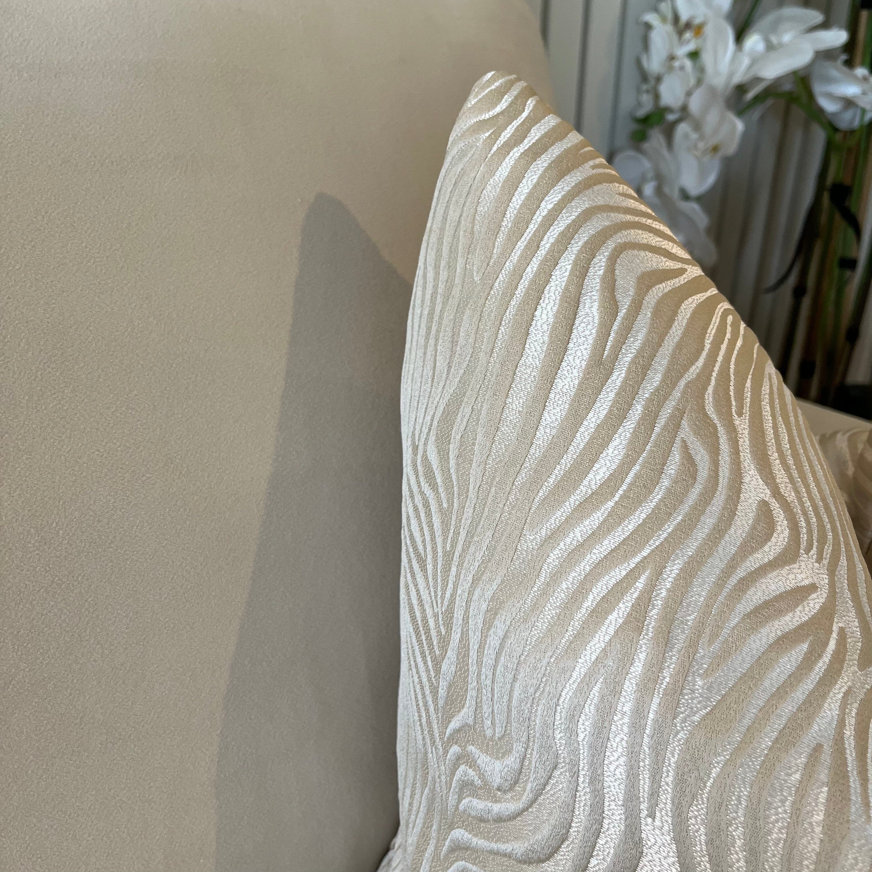 Melbourne Cream & Beige Metallic Tiger Print Cushion - 50x50cm - Image 2
