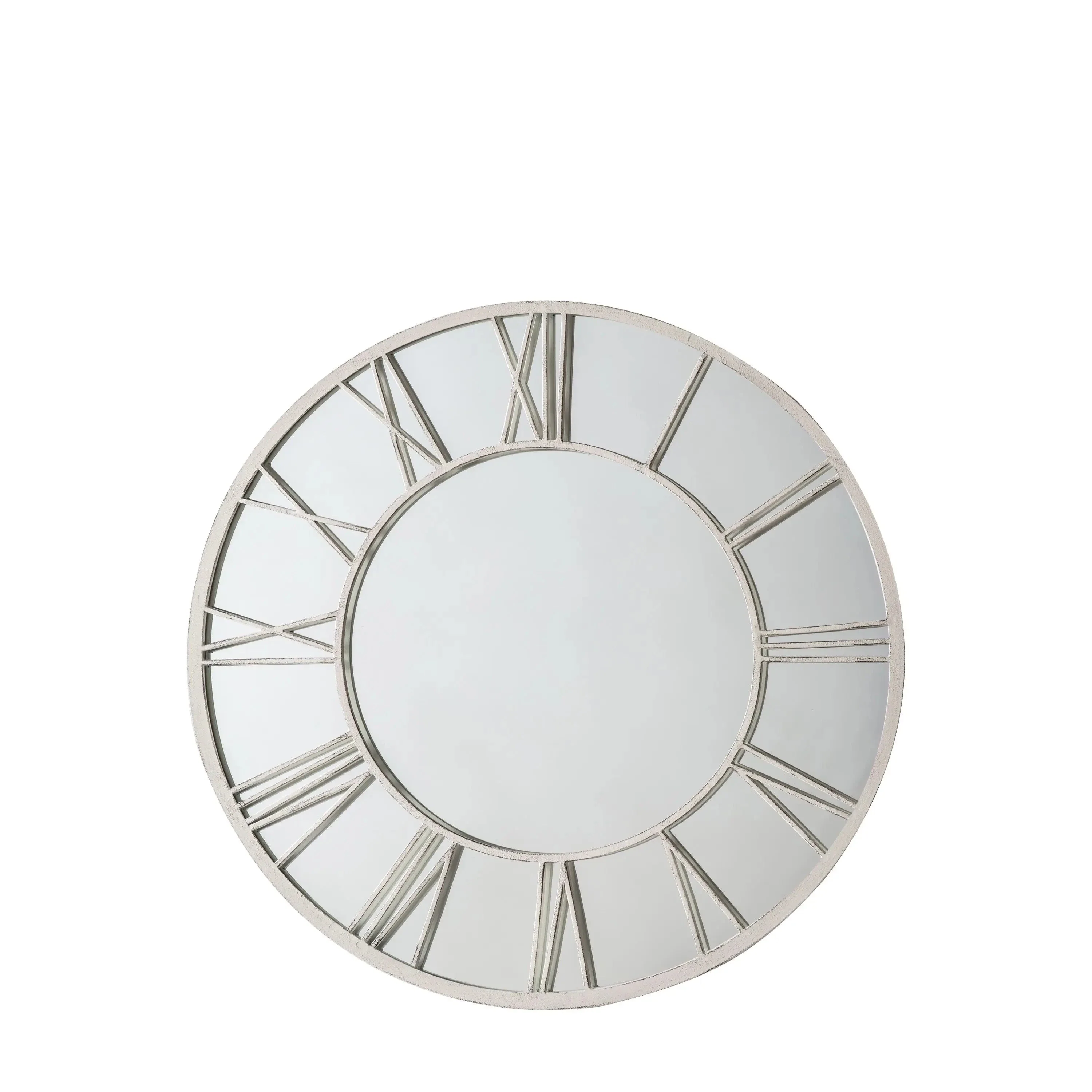 Menton White distressed Outdoor Clock Style Mirror - Image 4