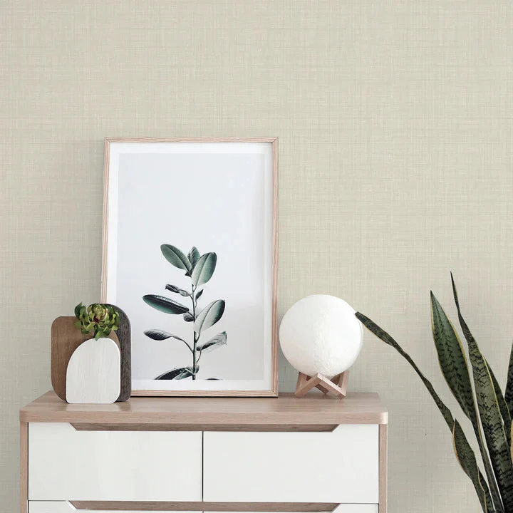 Mera Oatmeal Textured Weave Wallpaper - Image 2