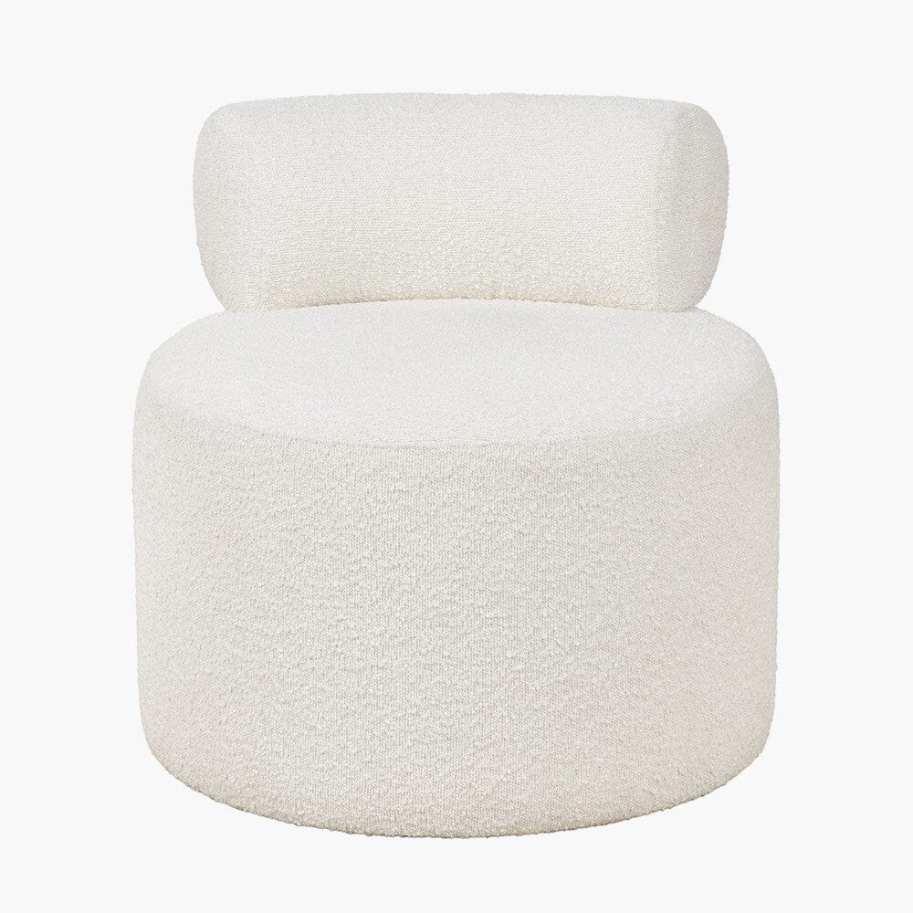 Arles White Boucle Round Accent Chair - Image 2