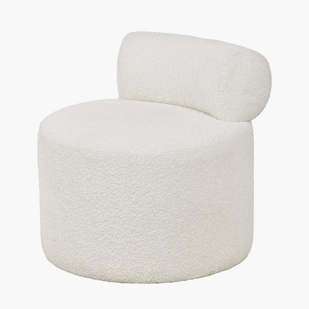 Arles White Boucle Round Accent Chair - Image 3
