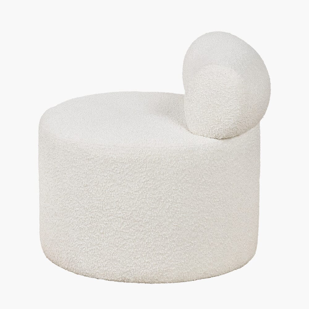 Arles White Boucle Round Accent Chair - Image 4