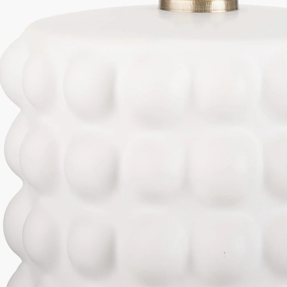 Mia White Bobbled Ceramic Table Lamp with Black Shade - Image 2