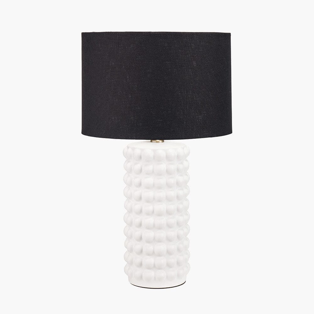 Mia White Bobbled Ceramic Table Lamp with Black Shade - Image 3