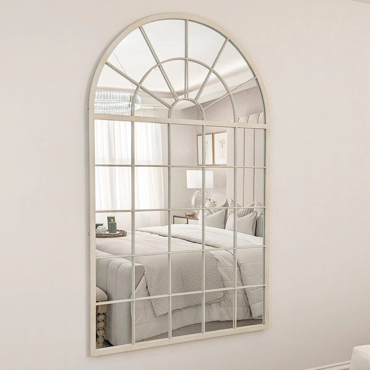 Middleham White Arched Window Large Leaner Mirror
