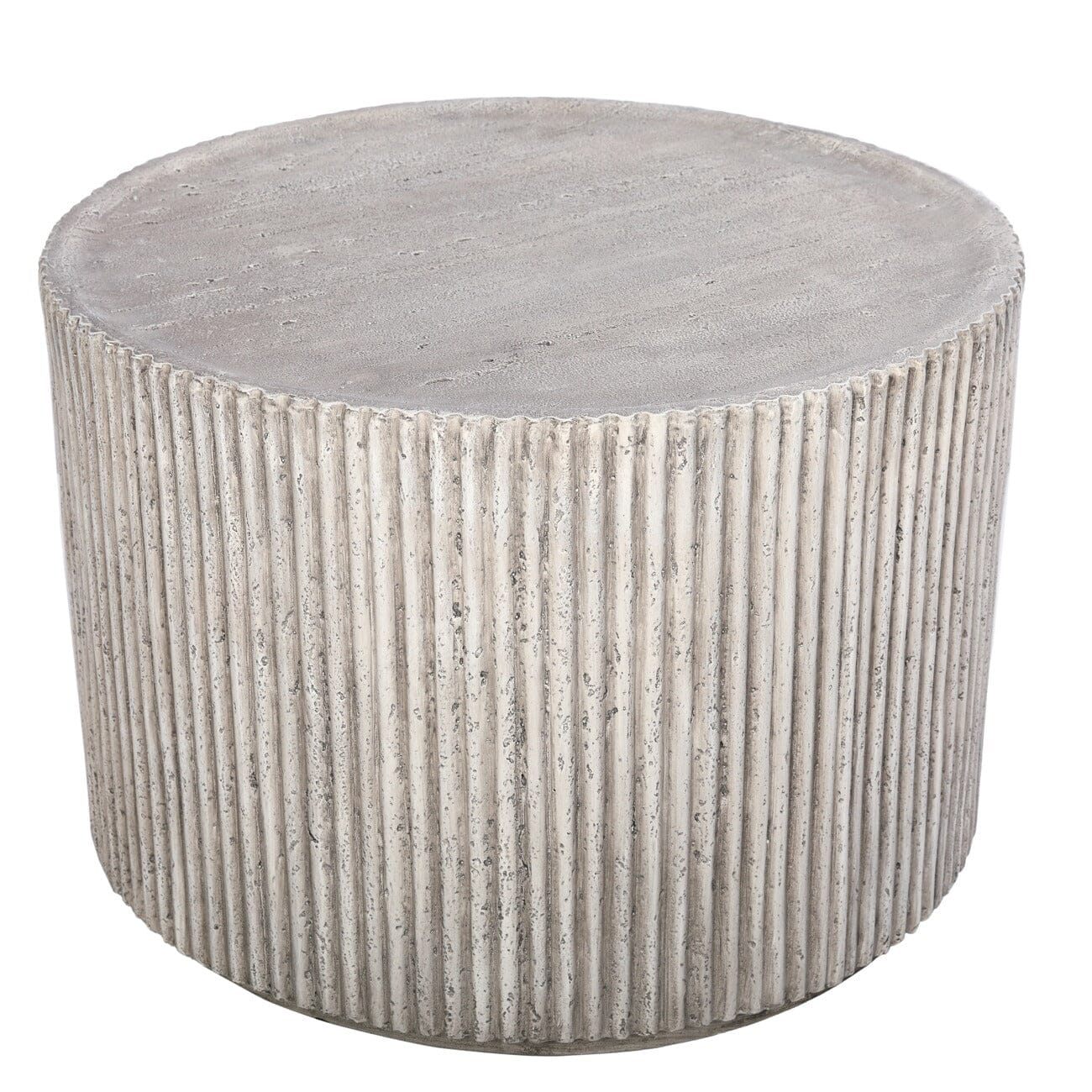 Mikono Natural Ribbed Stone Effect Round Coffee Table - Image 5