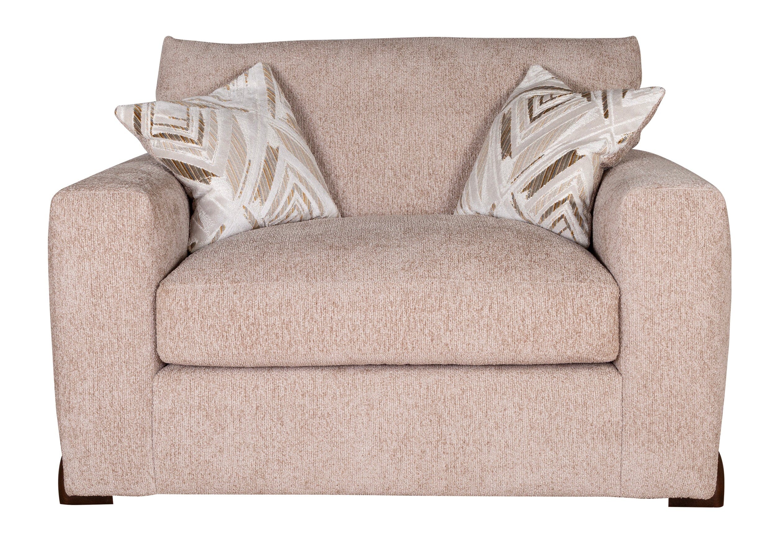 Mila Taupe Soft Textured Love Seat with Gold Feet - Image 2