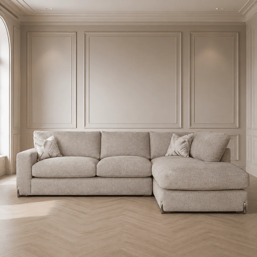 Mila Taupe Soft Textured Sofa Range with Gold Feet