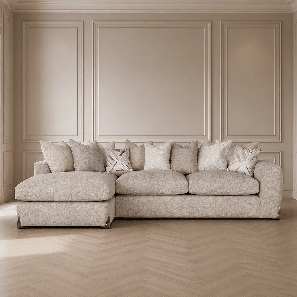 Mila Taupe Soft Textured Sofa Range with Gold Feet - Image 2
