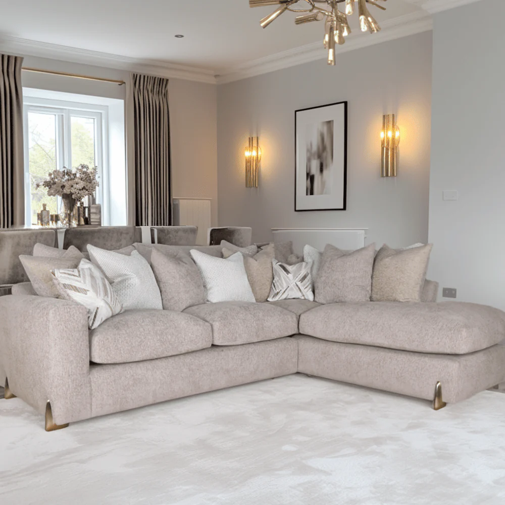 Mila Taupe Soft Textured Sofa Range with Gold Feet - Image 4