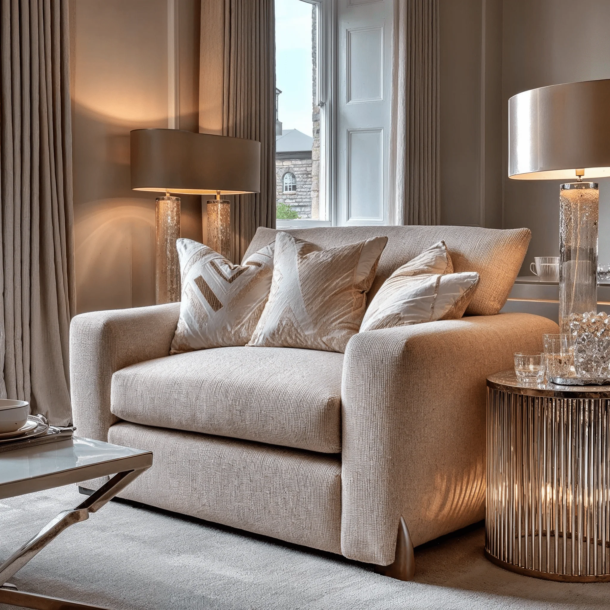 Mila Taupe Soft Textured Sofa Range with Gold Feet - Image 5