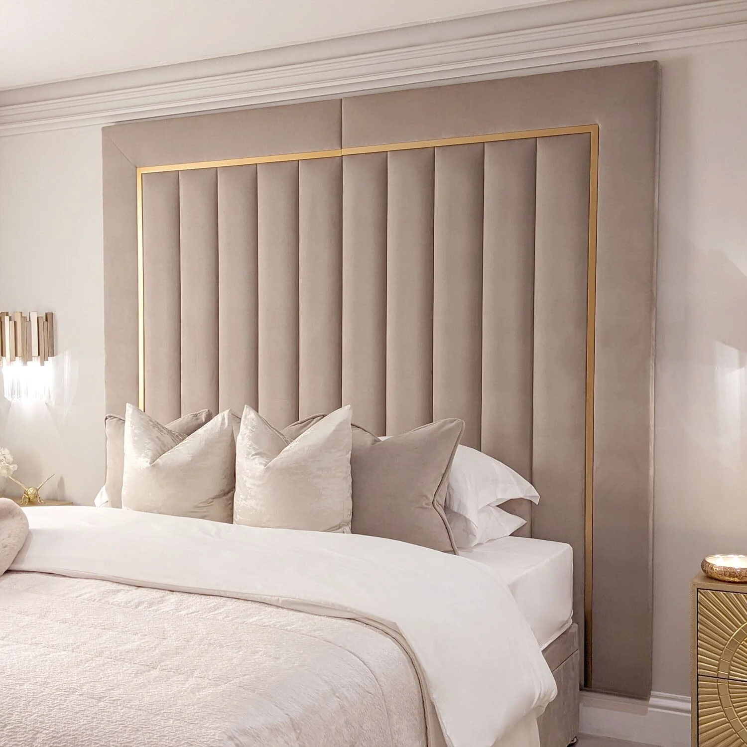 Milan Mink & Gold Channelled Luxury Headboard