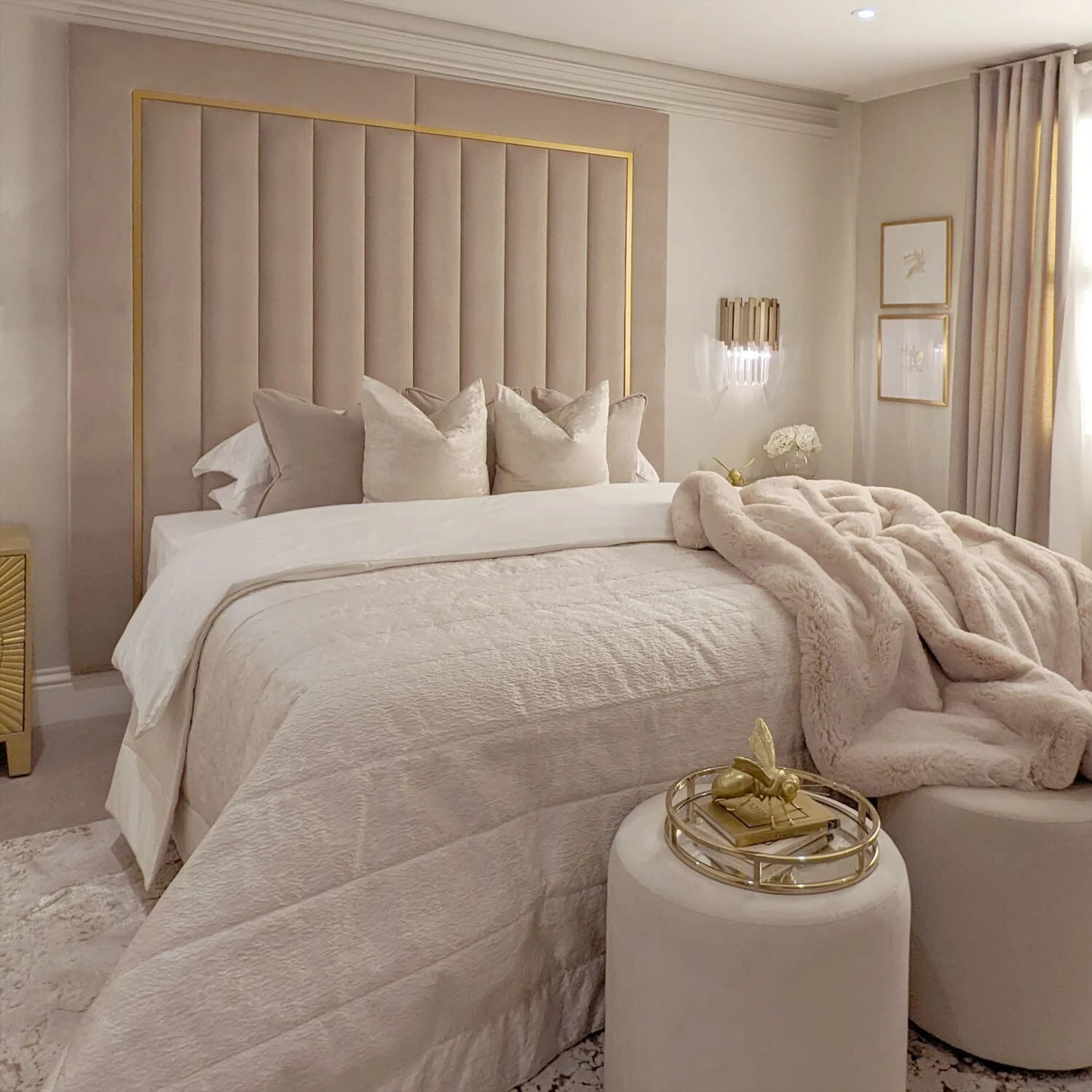 Milan Mink & Gold Channelled Luxury Headboard - Image 4